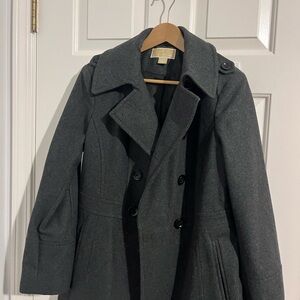 Michael Kors Gray Peacoat Double-Breasted Wool